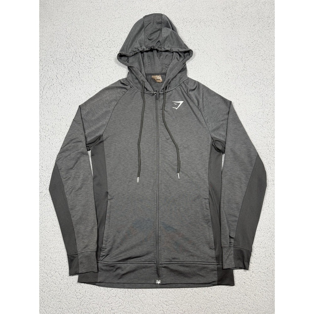 Gymshark Hoodie Womens Large Gray Full Zip DRY Lightweight‎ Training Jacket